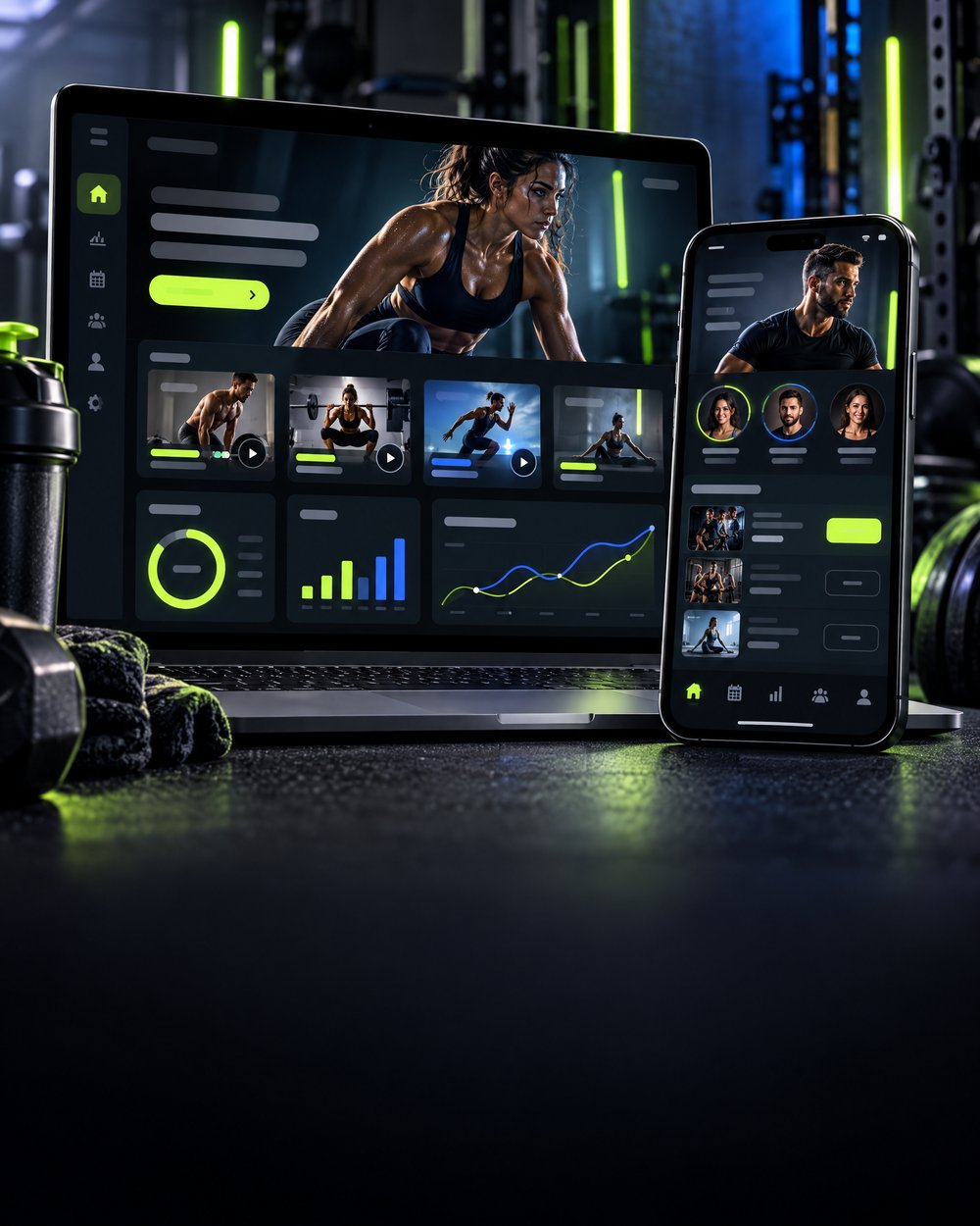 Mockup de Academia & performance em uma plataforma digital