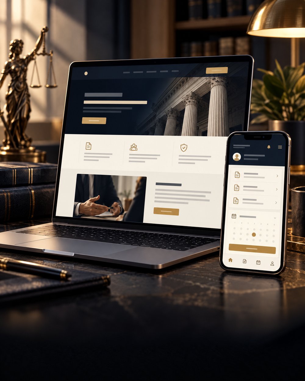 Mockup de Advocacia em uma plataforma digital