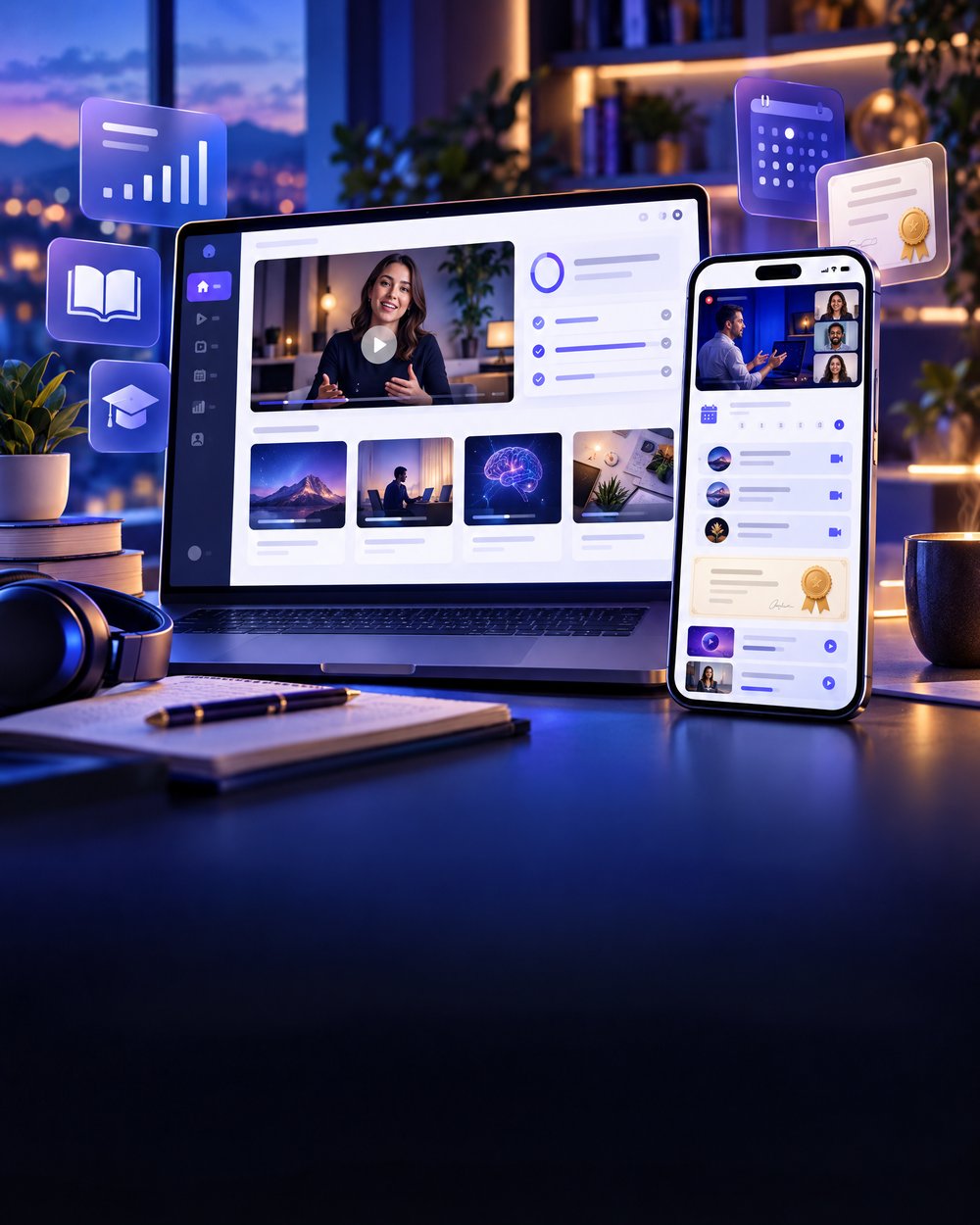 Mockup de Cursos & educação em uma plataforma digital
