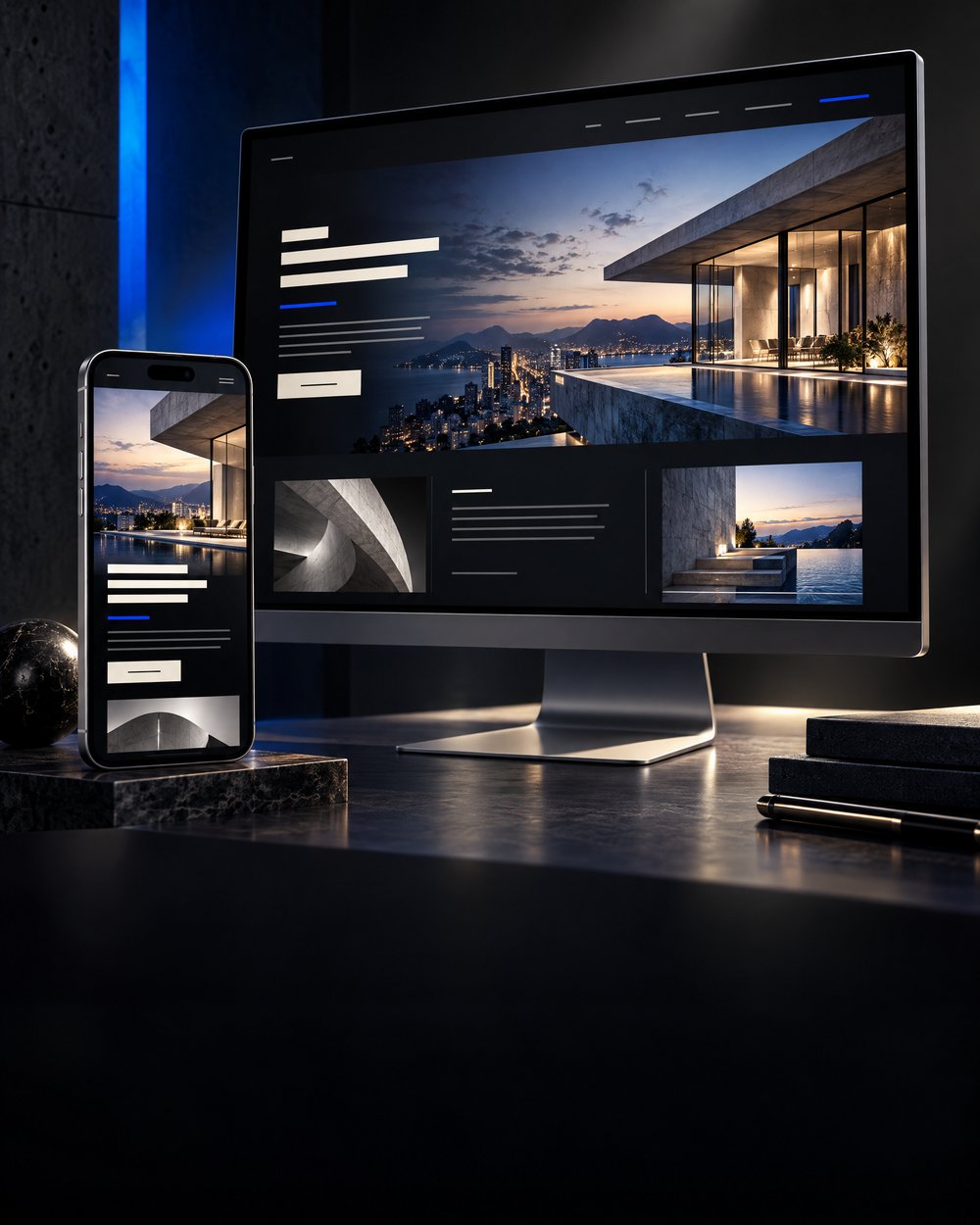 Mockup de Empresa premium em uma plataforma digital