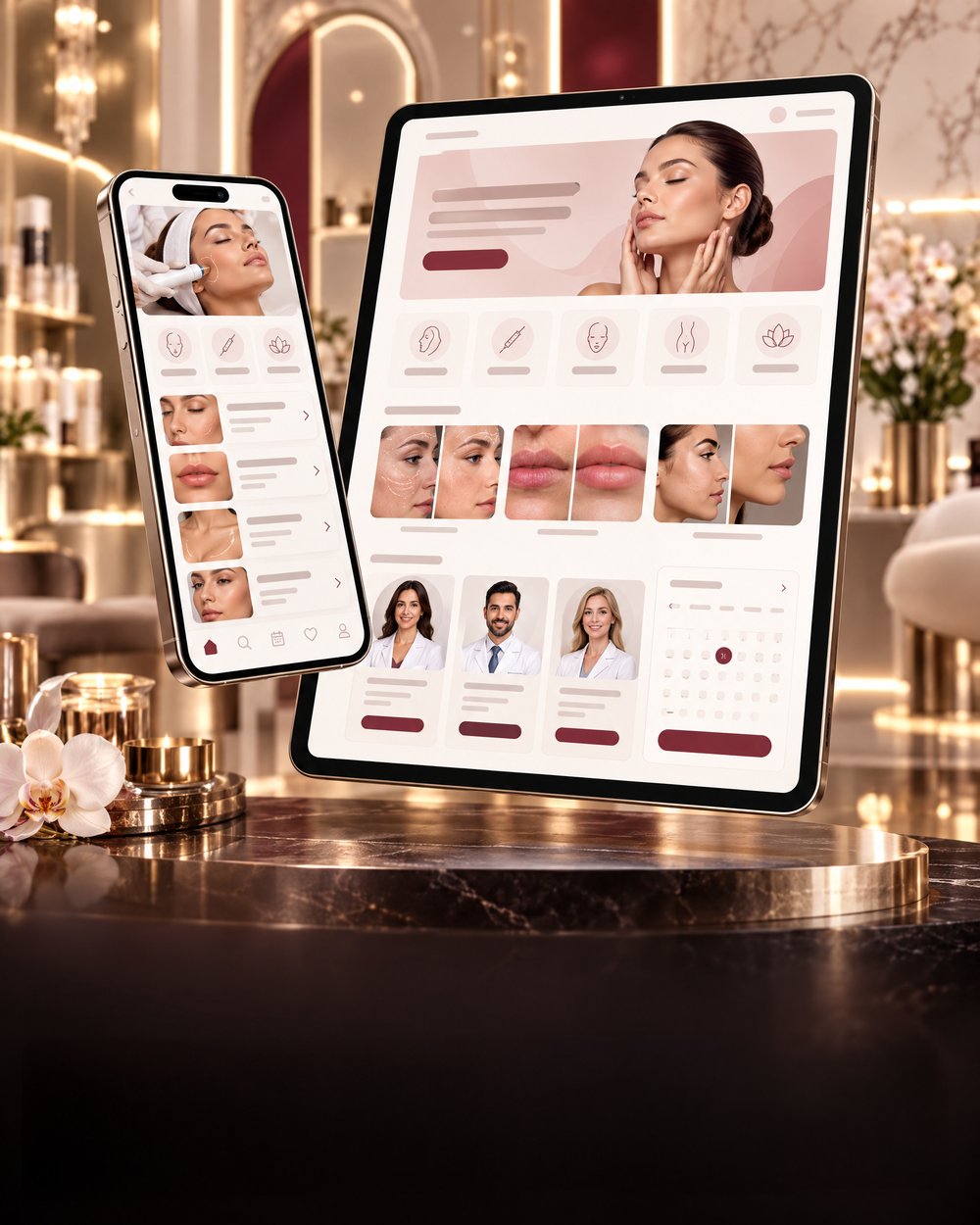 Mockup de Estética & beleza em uma plataforma digital