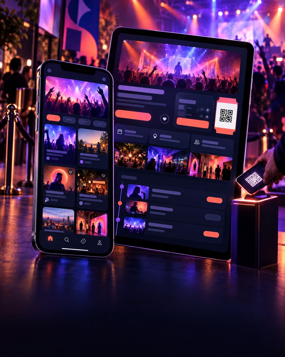 Mockup de Eventos & experiências em uma plataforma digital