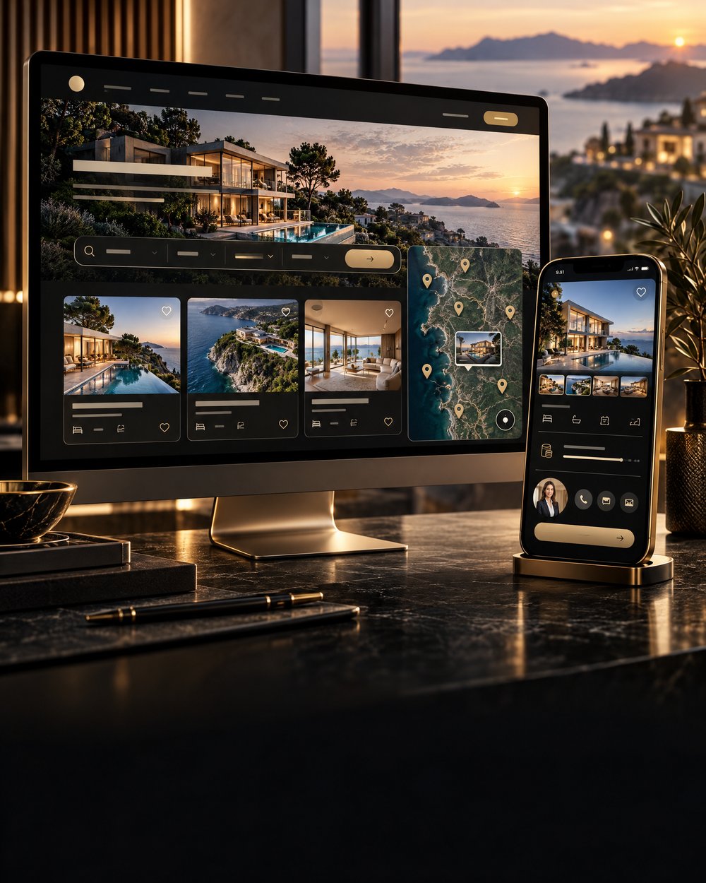 Mockup de Imobiliária de luxo em uma plataforma digital