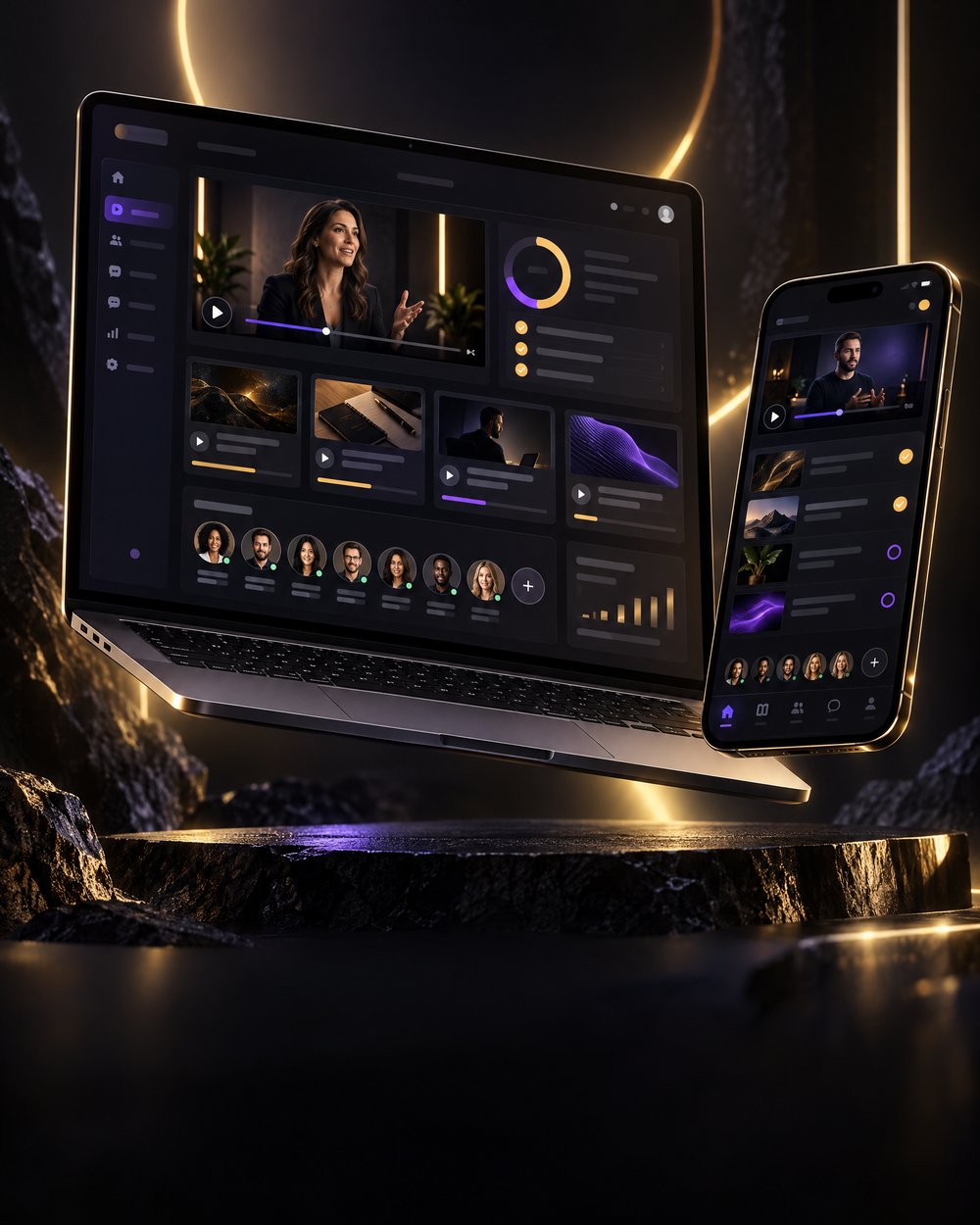 Mockup de Mentoria & comunidade em uma plataforma digital
