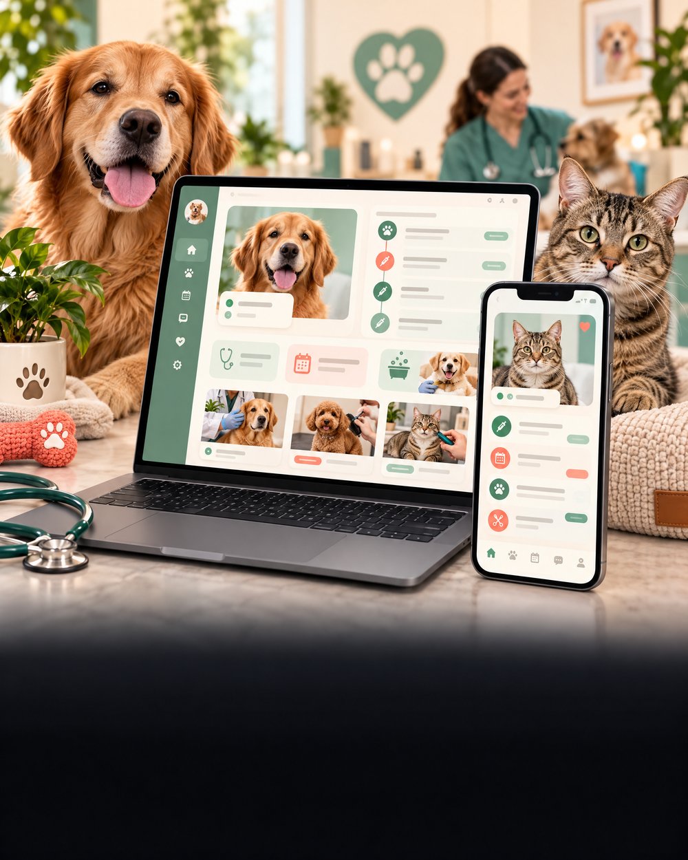 Mockup de Pet & veterinária em uma plataforma digital