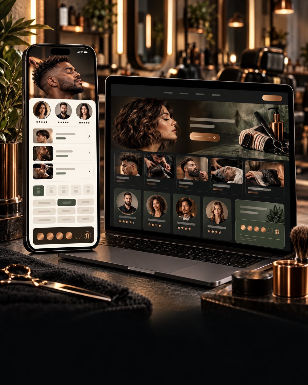 Mockup de Salão & barbearia em uma plataforma digital
