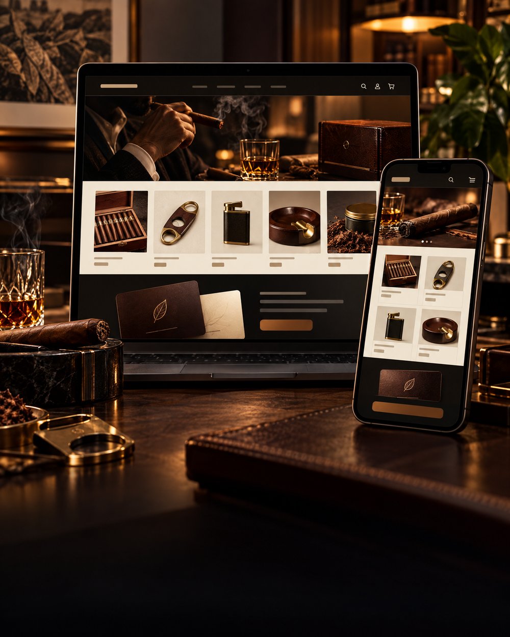 Mockup de Tabacaria & lifestyle em uma plataforma digital
